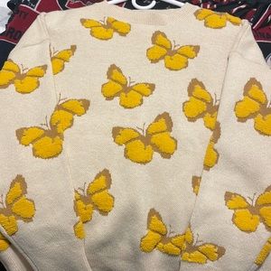 Butterfly sweater nude and yellow